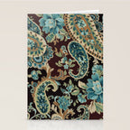 Brown Turquoise Paisley Floral Stationery Card Gallery Image 2