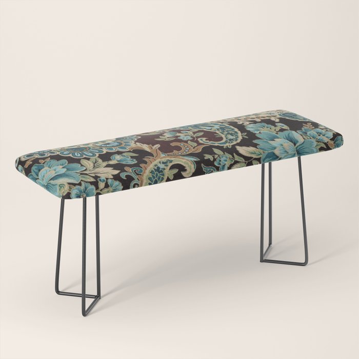 Brown Turquoise Paisley Floral Bench Gallery Image 1