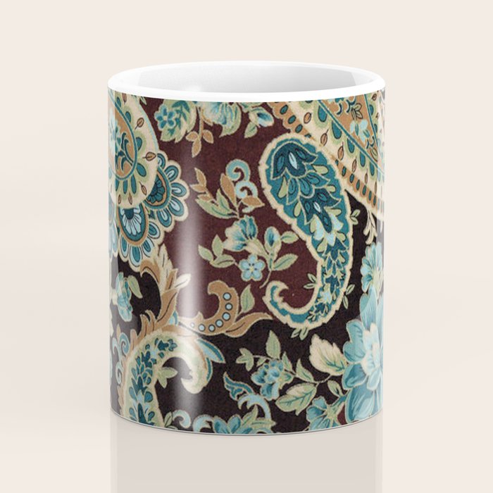 Brown Turquoise Paisley Floral Coffee Mug Gallery Image 4