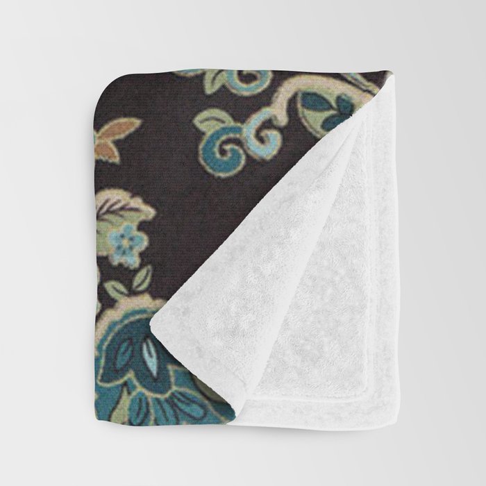 Brown Turquoise Paisley Floral Throw Blanket Gallery Image 3