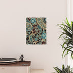 Brown Turquoise Paisley Floral Poster Gallery Image 2