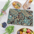 Brown Turquoise Paisley Floral Cutting Board Gallery Image 2