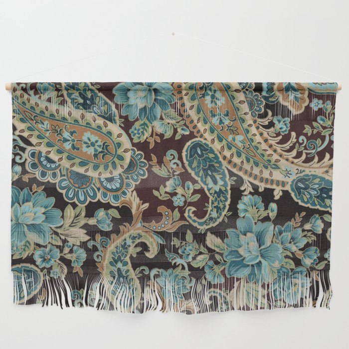 Brown Turquoise Paisley Floral Wall Hanging Gallery Image 1