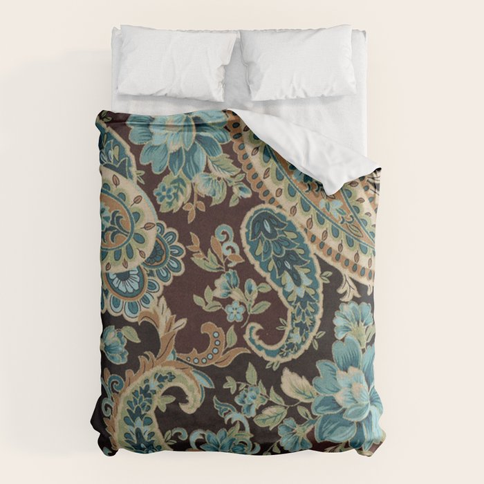 Brown Turquoise Paisley Floral Duvet Cover Gallery Image 6