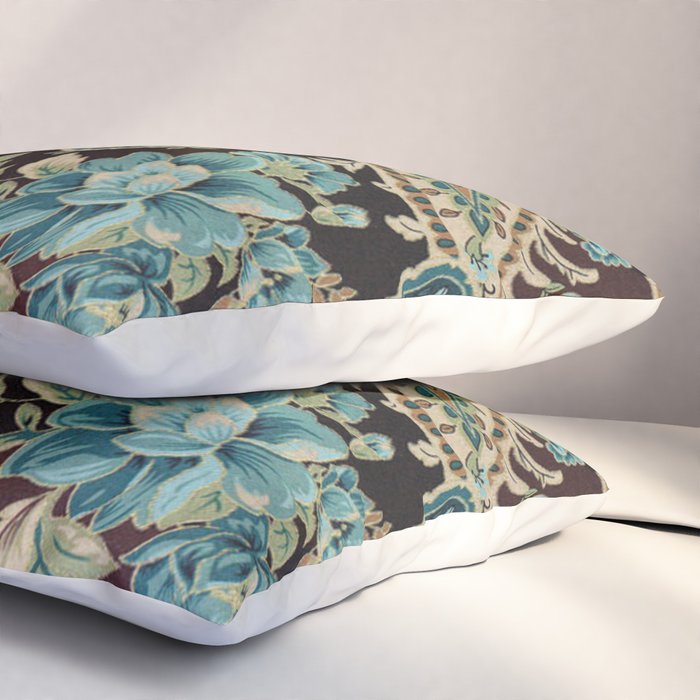 Brown Turquoise Paisley Floral Pillow Sham Gallery Image 3