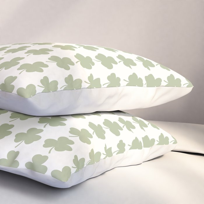 Clovers XXV Natural Green Botanical Pattern Pillow Sham Gallery Image 3