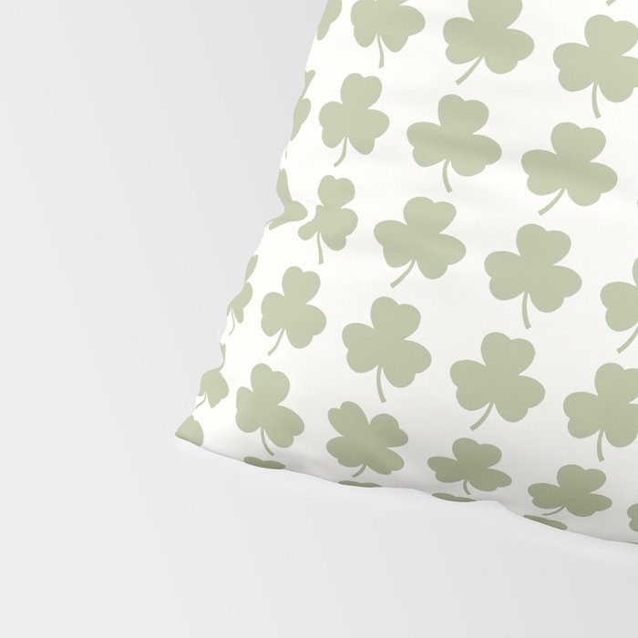 Clovers XXV Natural Green Botanical Pattern Pillow Sham Gallery Image 4