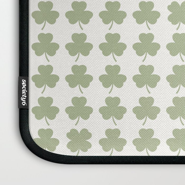 Clovers XXV Natural Green Botanical Pattern Laptop Sleeve Gallery Image 3