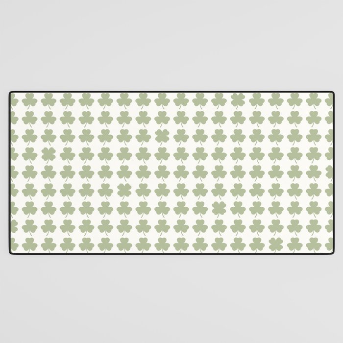 Clovers XXV Natural Green Botanical Pattern Desk Mat Gallery Image 3