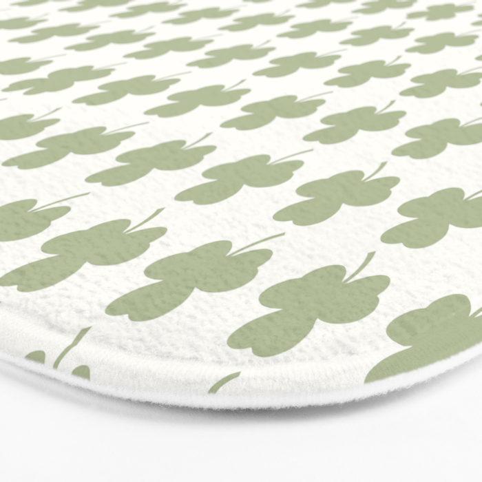 Clovers XXV Natural Green Botanical Pattern Bath Mat Gallery Image 3