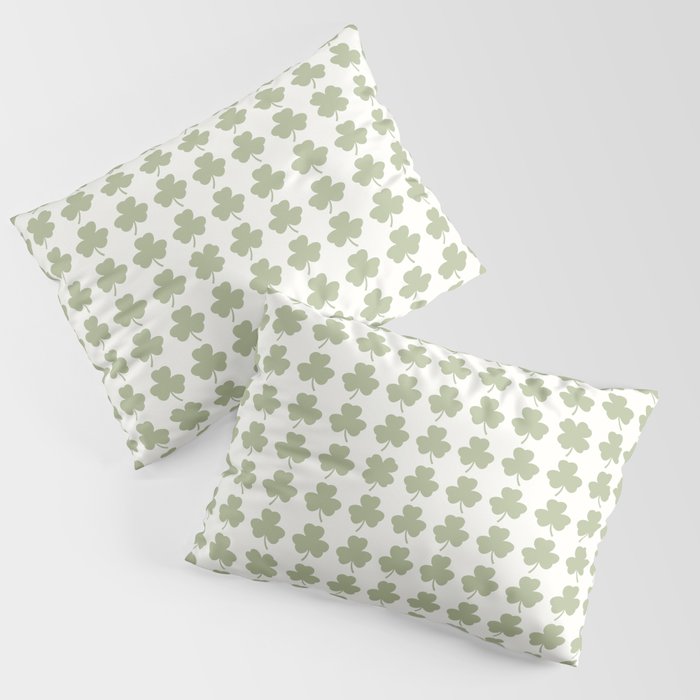 Clovers XXV Natural Green Botanical Pattern Pillow Sham Gallery Image 3