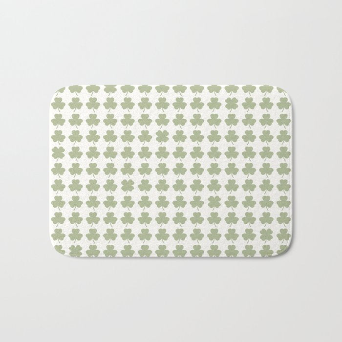 Clovers XXV Natural Green Botanical Pattern Bath Mat Gallery Image 1