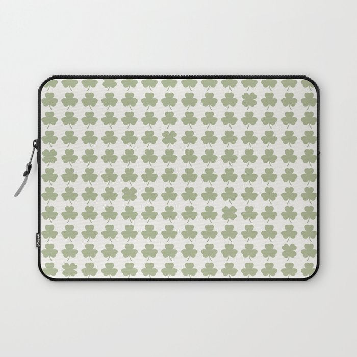 Clovers XXV Natural Green Botanical Pattern Laptop Sleeve Gallery Image 1