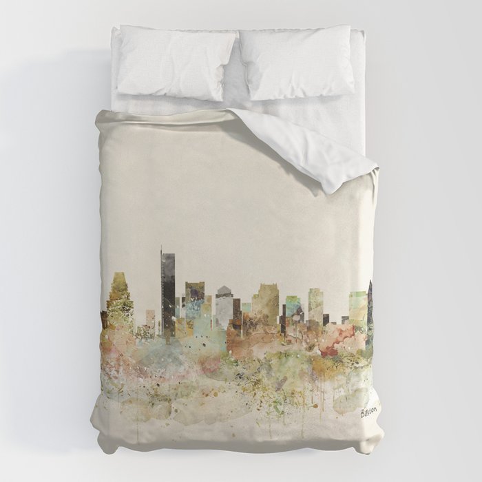 Boston Massachusetts skyline Duvet Cover Gallery Image 1
