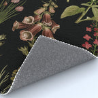 Vintage Botanical Springflowers And Herbs Midnight Garden Rug Gallery Image 4