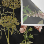 Vintage Botanical Springflowers And Herbs Midnight Garden Wall Tapestry Gallery Image 3