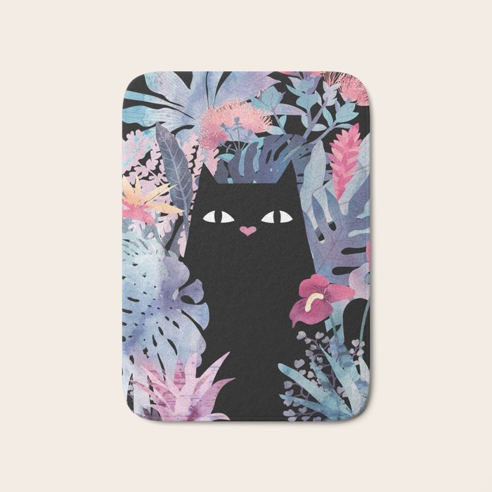 Popoki (Pastel Black Velvet) Bath Mat Gallery Image 1