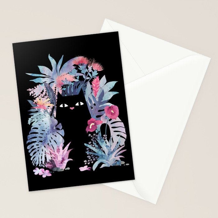 Popoki (Pastel Black Velvet) Stationery Card Gallery Image 2