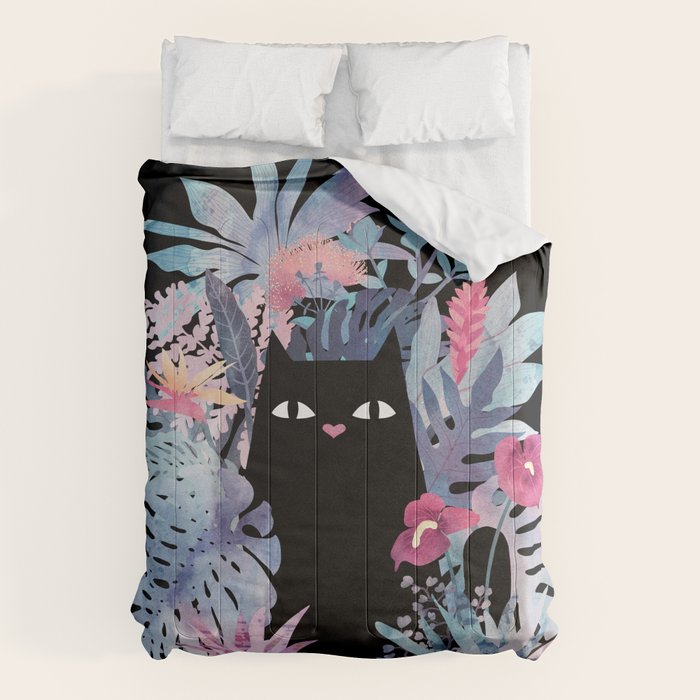 Popoki (Pastel Black Velvet) Comforter Gallery Image 1