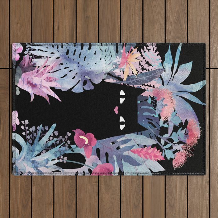Popoki (Pastel Black Velvet) Outdoor Rug Gallery Image 1