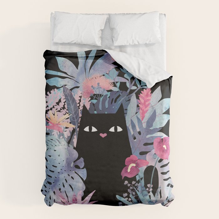Popoki (Pastel Black Velvet) Duvet Cover Gallery Image 6