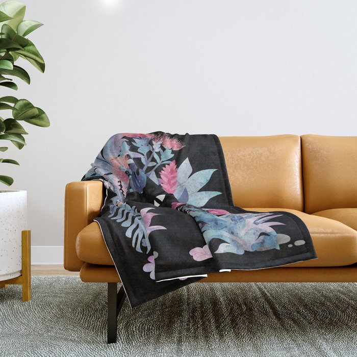 Popoki (Pastel Black Velvet) Throw Blanket Gallery Image 1
