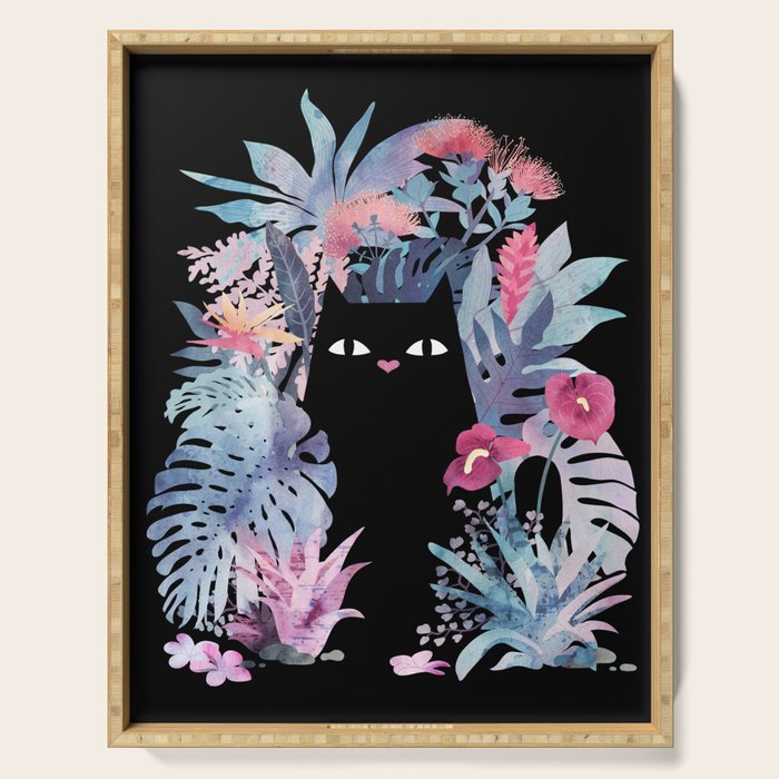 Popoki (Pastel Black Velvet) Serving Tray Gallery Image 1