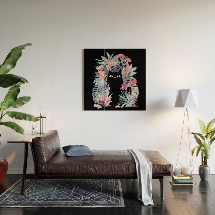 Popoki (Pastel Black Velvet) Wood Wall Art Gallery Image 2
