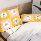 White Checkered Flowers Pillow Sham Gallery Image 2