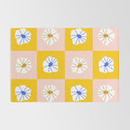 White Checkered Flowers Rug Gallery Image 2