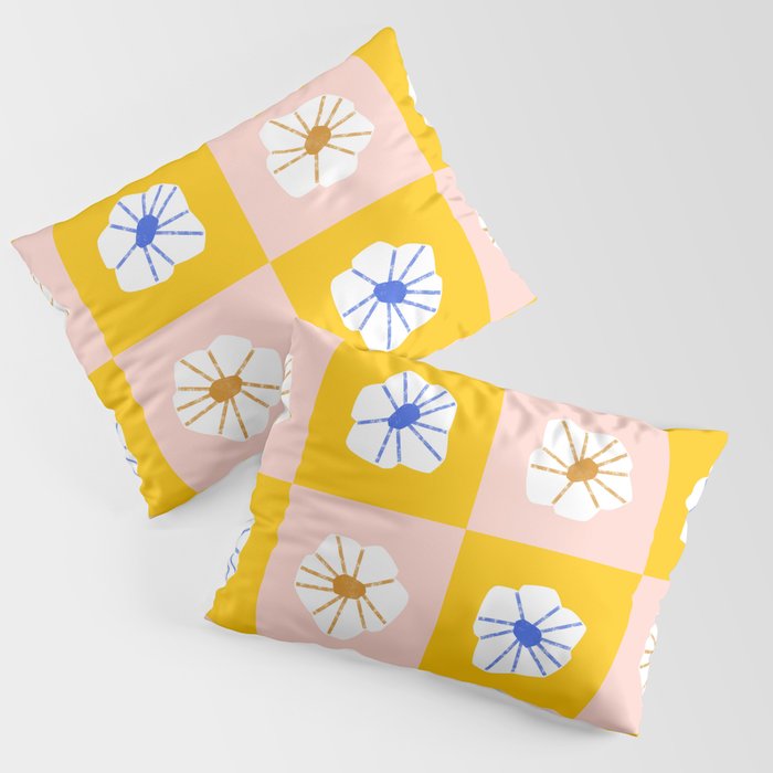 White Checkered Flowers Pillow Sham Gallery Image 3