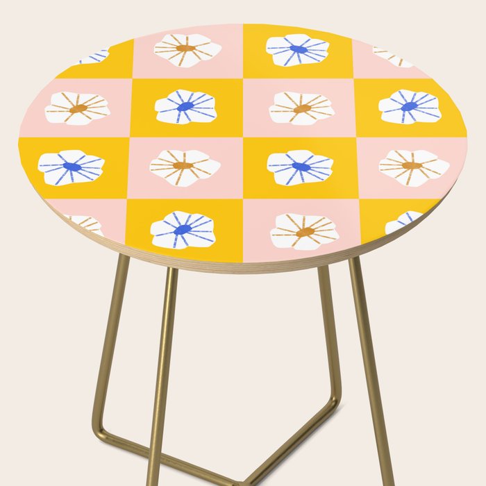 White Checkered Flowers Side Table Gallery Image 2