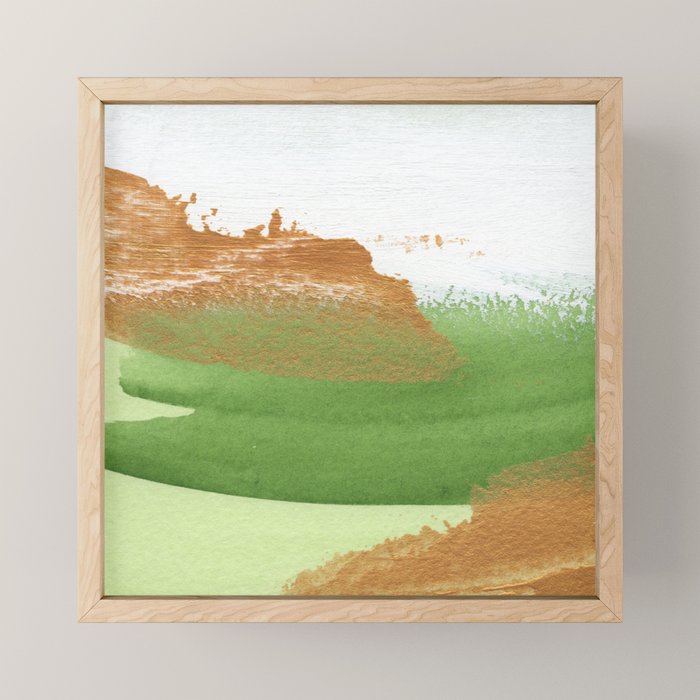 Mixed Media Green Gold White 2 Mini Art Print Gallery Image 1