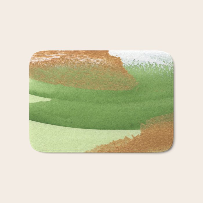 Mixed Media Green Gold White 2 Bath Mat Gallery Image 1