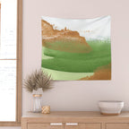 Mixed Media Green Gold White 2 Wall Tapestry Gallery Image 2
