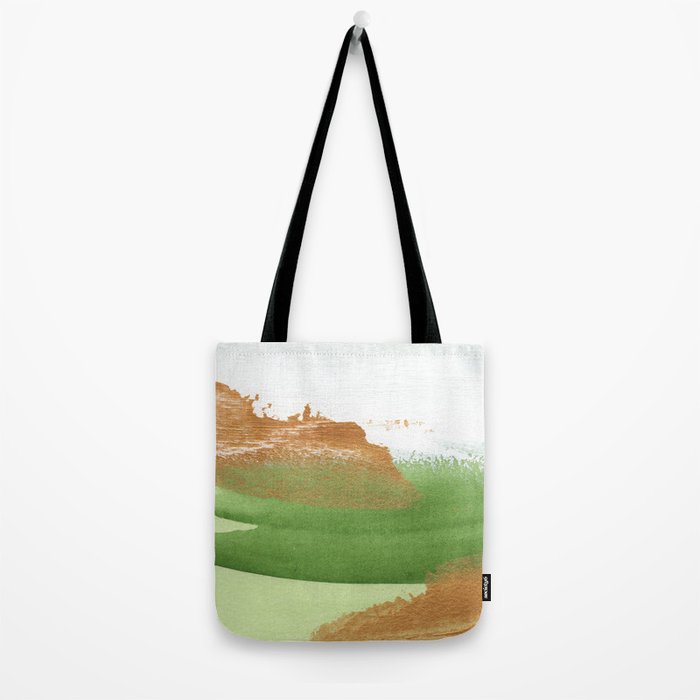 Mixed Media Green Gold White 2 Tote Bag Gallery Image 2