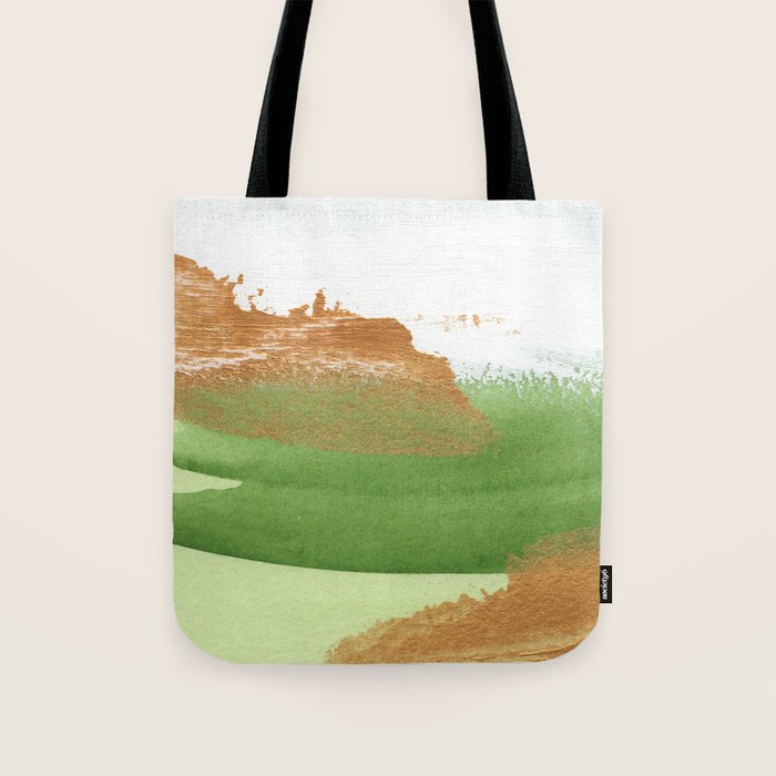Mixed Media Green Gold White 2 Tote Bag Gallery Image 1