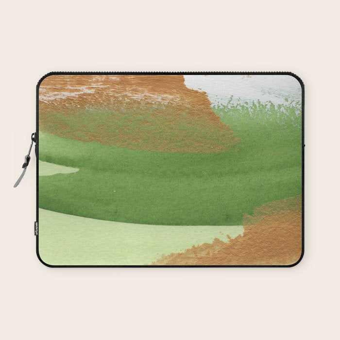 Mixed Media Green Gold White 2 Laptop Sleeve Gallery Image 1