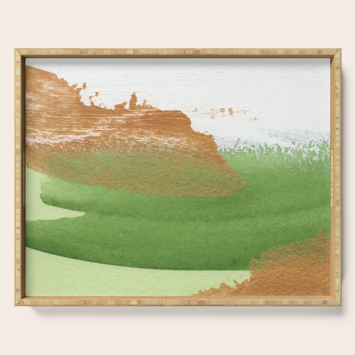 Mixed Media Green Gold White 2 Serving Tray Gallery Image 1