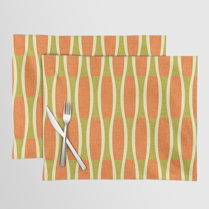 Retro Tiki Pin Stripes 336 Orange Gold and Beige Placemat Gallery Image 1