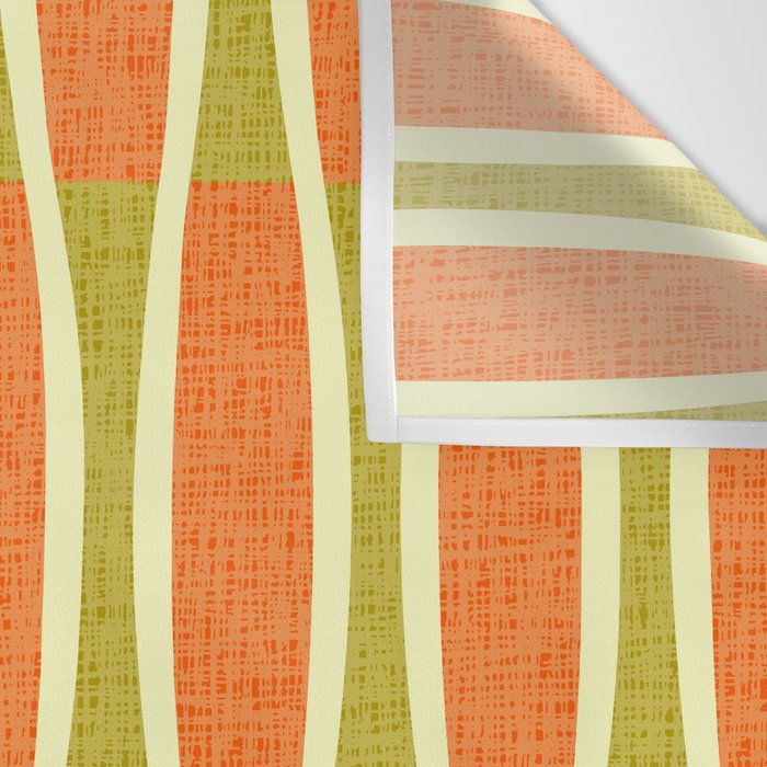 Retro Tiki Pin Stripes 336 Orange Gold and Beige Wall Tapestry Gallery Image 3