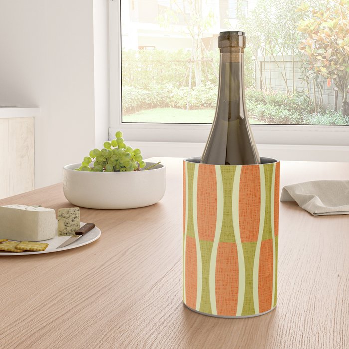Retro Tiki Pin Stripes 336 Orange Gold and Beige Wine Chiller Gallery Image 4