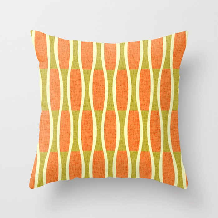 Retro Tiki Pin Stripes 336 Orange Gold and Beige Throw Pillow Gallery Image 6