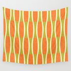 Retro Tiki Pin Stripes 336 Orange Gold and Beige Wall Tapestry Gallery Image 4