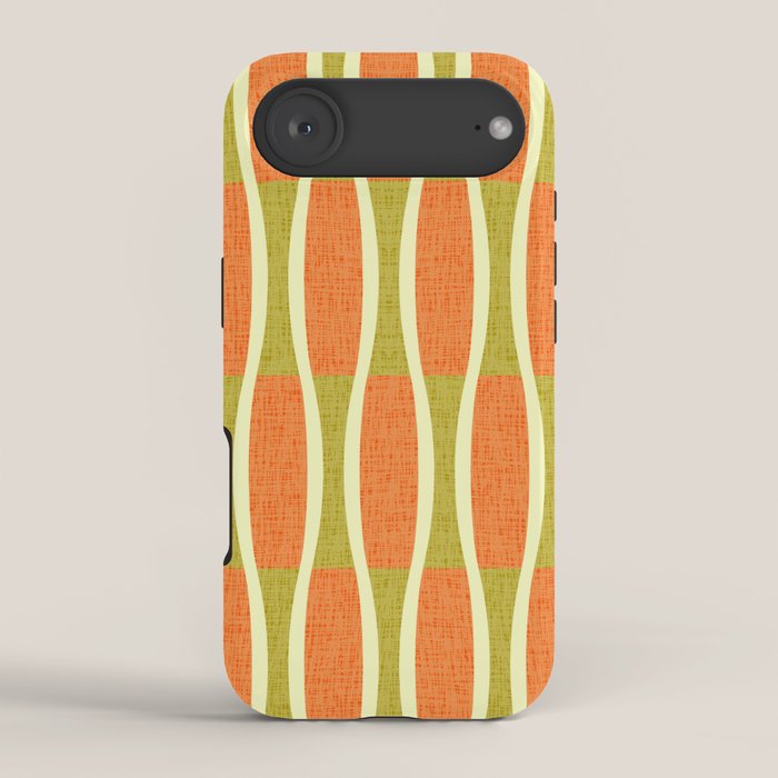Retro Tiki Pin Stripes 336 Orange Gold and Beige iPhone Case Gallery Image 2