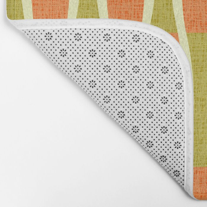 Retro Tiki Pin Stripes 336 Orange Gold and Beige Bath Mat Gallery Image 2