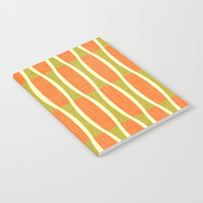 Retro Tiki Pin Stripes 336 Orange Gold and Beige Notebook