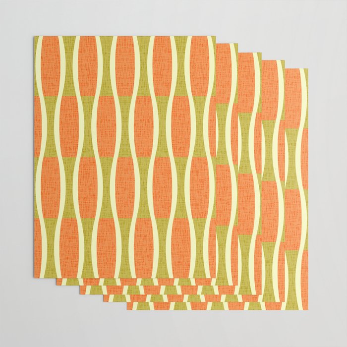 Retro Tiki Pin Stripes 336 Orange Gold and Beige Wrapping Paper Gallery Image 3