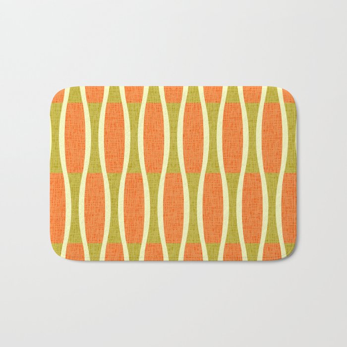 Retro Tiki Pin Stripes 336 Orange Gold and Beige Bath Mat Gallery Image 1