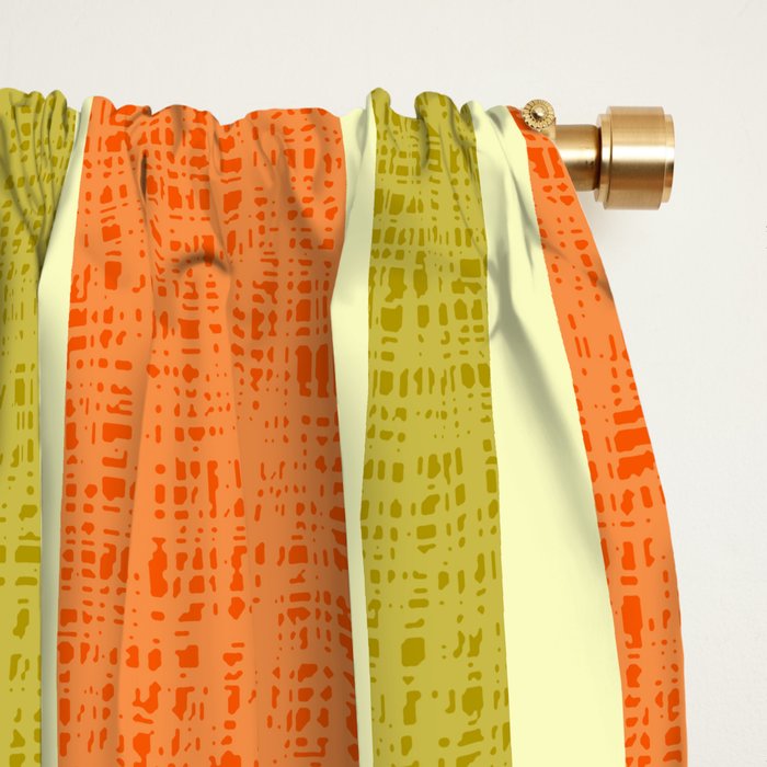 Retro Tiki Pin Stripes 336 Orange Gold and Beige Window Curtain Gallery Image 2